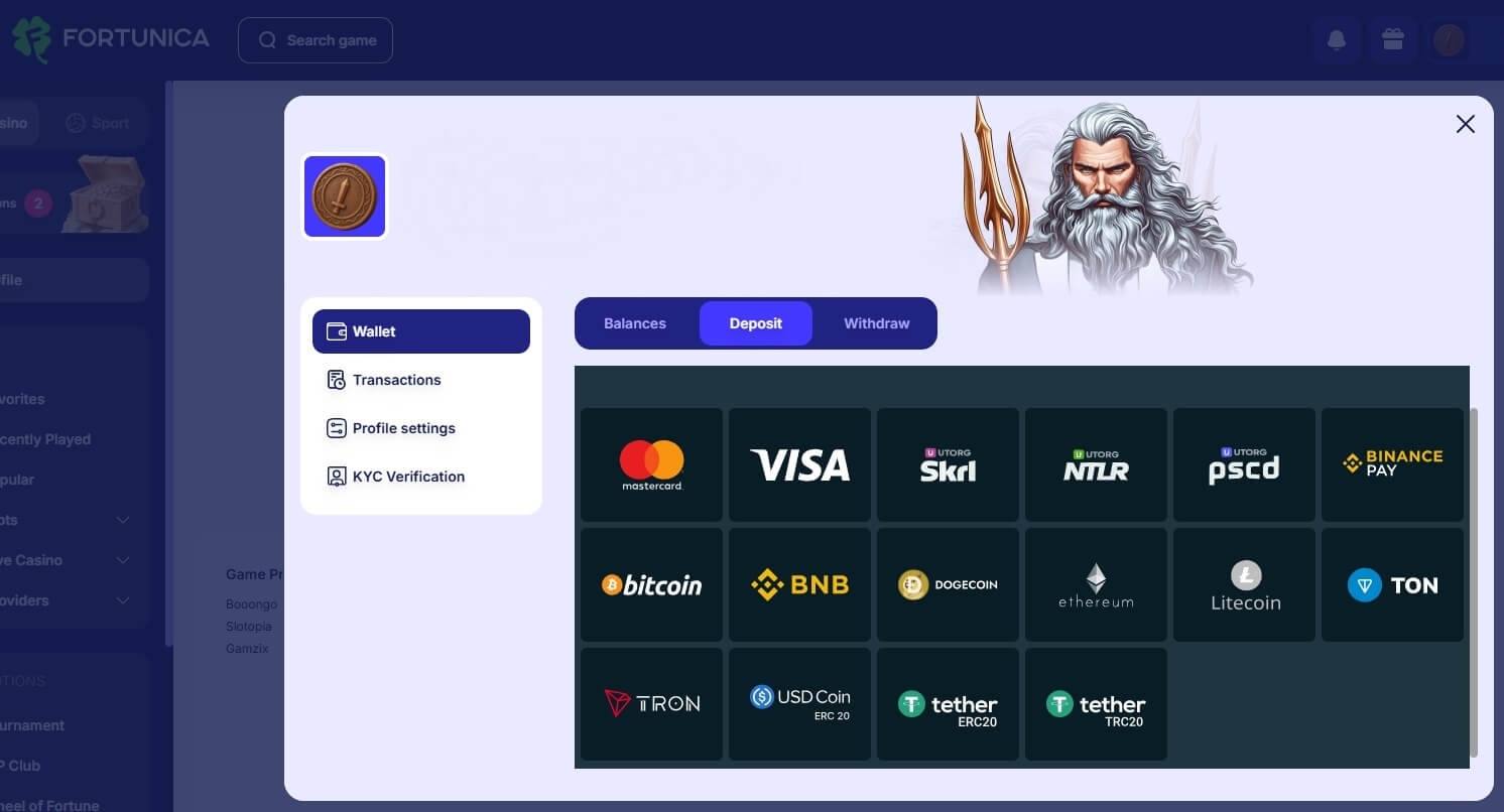 Fortunica casino payment methods - 11 crypto payments from Bitcoin to Tether.